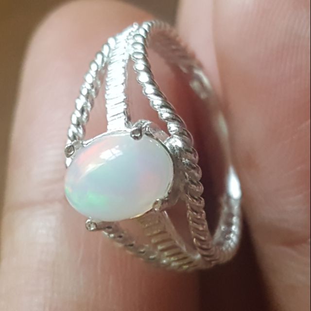 แหวนเงินแท้ โอปอลแท้ Size 6.25 (Natural Opal Ring)