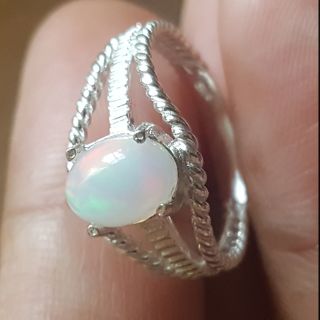 แหวนเงินแท้ โอปอลแท้ Size 6.25 (Natural Opal Ring)