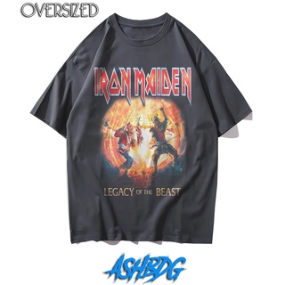 เสื้อยืดผ้าฝ้าย เสื้อยืดโอเวอร์ไซซ์ พิมพ์ลาย Iron Maiden Legacy of the Beast สไตล์วินเทจ