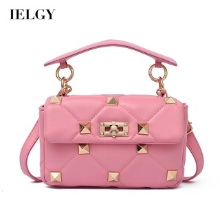 IELGY Rivet Soft Surface Retro Portable Fashion One Shoulder Messenger Bag Women