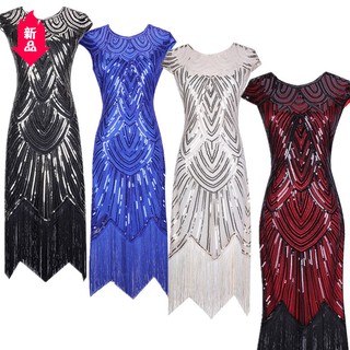 ราคา 2018 ชุดเดรสสั้นปักเลื่อมสไตล์วินเทจสําหรับผู้หญิง
