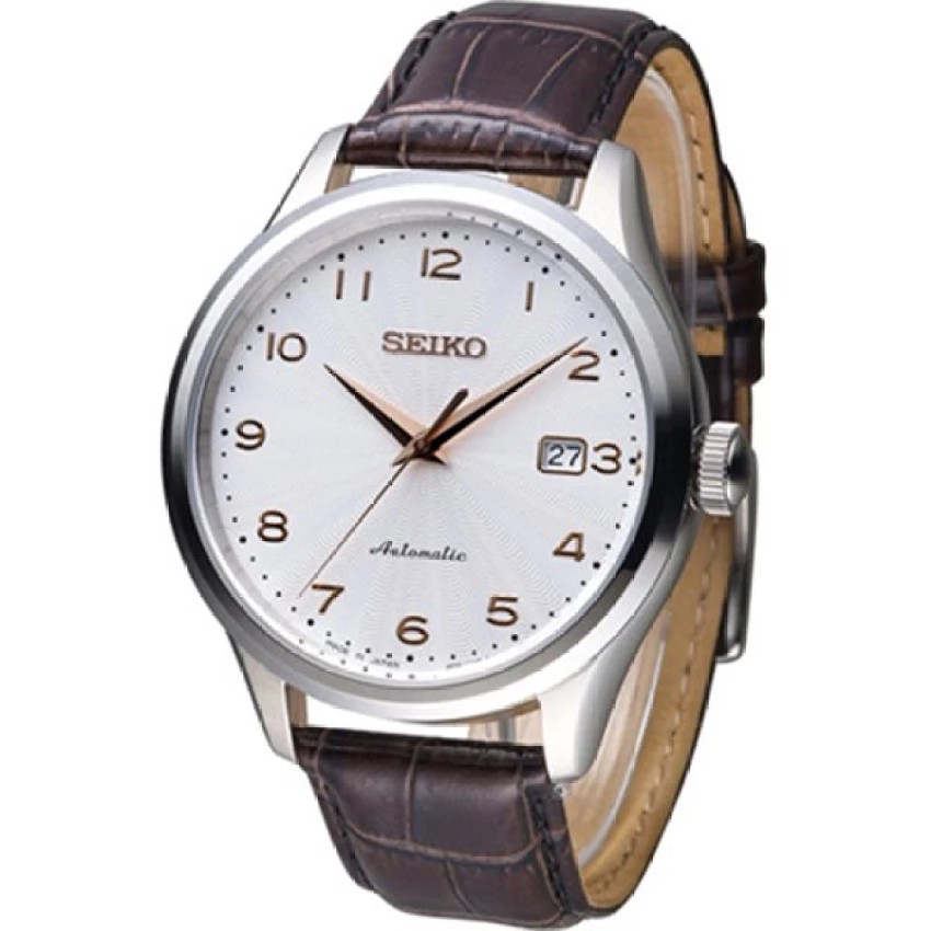 SEIKO Automatic นาฬิกาข้อมือผู้ชาย สีเงิน/สีPinkgold/สีน้ำตาล สายหนัง รุ่น SRP705K1