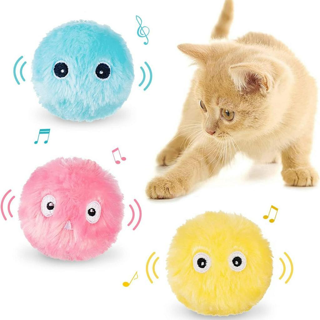 เรืองแสงปุยตุ๊กตาแมวของเล่นเหมือนจริงสัตว์ Chirping เสียง Interactive Chirping Balls Cat Kicker