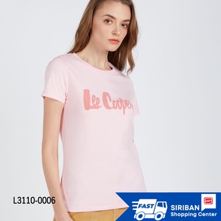 ของแท้100% Lee cooper L3110-0006 เสื้อยืดผู้หญิงสีชมพู Slim Logo Tee - Pink