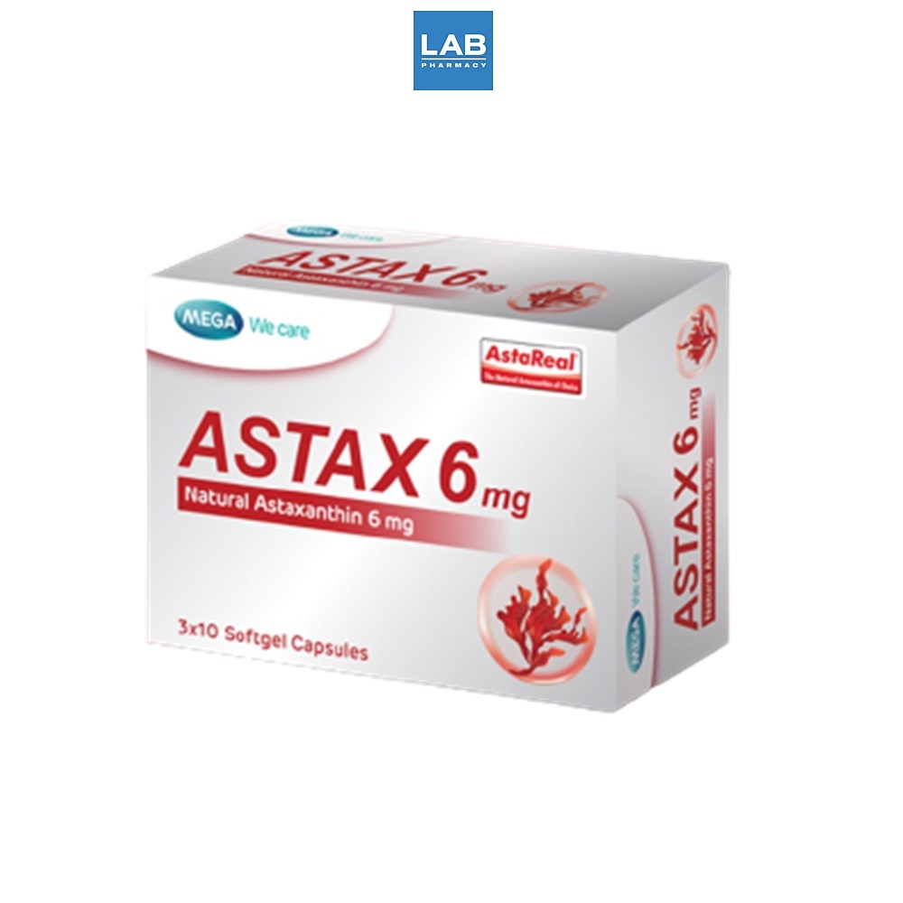 Mega We Care Astax Astaxantine 6 mg. 3x10 Capsules/Box - เมก้า วีแคร์ แอสแท็กซ์ 6 มก. 3x10 แคปซูลเจล/กล่อง