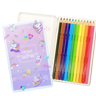 ดินสอสีไม้ กล่องเหล็กลายยูนิคอร์น / Unicorn color pencil, Student School Office