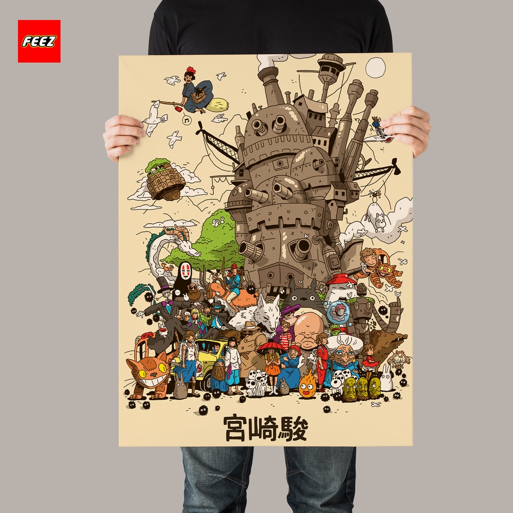 Howls Moving Castle ภาพยนตร์ Retro Vintage โปสเตอร์ภาพวาด Wall Art สําหรับ home bar room office gym 