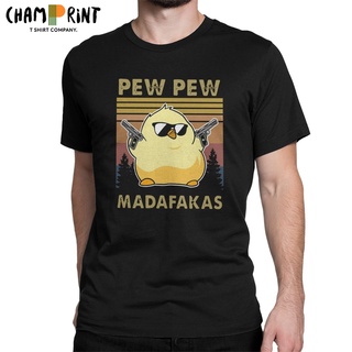 เสื้อยืดคอกลม แขนสั้น ผ้าฝ้ายแท้ พิมพ์ลายกราฟฟิค Pew Madafakas สําหรับผู้ชายS-5XL