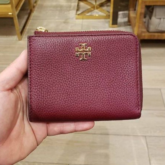 กระเป๋า ใส่เหรียญ ซิปรอบ หนังแท้ สีแดง ✨Tory Burch  Carter Zip coin case