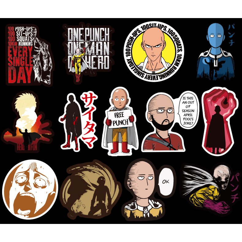 สติ๊กเกอร์วันพันช์แมน วันพันช์แมน สติ๊กเกอร์ one punch man sticker sitama ไซตามะ (4-7cm/70ชิ้น)