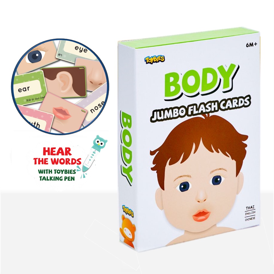 Toybies บัตรคำยักษ์ Body (ร่างกาย) หนา ฉีกไม่ขาด พิมพ์ด้วยหมึกถั่วเหลือง ปลอดภัยกับเด็กเล็ก