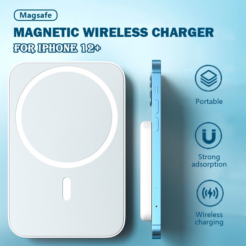 Portable Magnetic Wireless Charger Power Bank External Battery Pack For ...