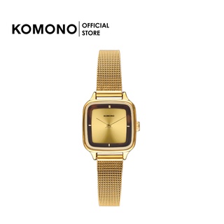 KOMONO Watch Kate Acetate Tortoise  นาฬิกาผู้หญิง สีทอง หน้าปัดตัดเส้นกระ หน้าเหลี่ยมเล็ก สายโลหะ