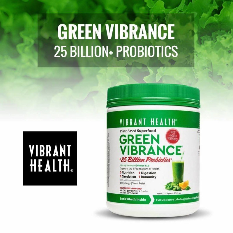 ⚡️ของแท้ 100 %⚡️🇺🇸Vibrant Health, Green Vibrance +25 Billion Probiotics, Version 18.0, 23.28 oz (660