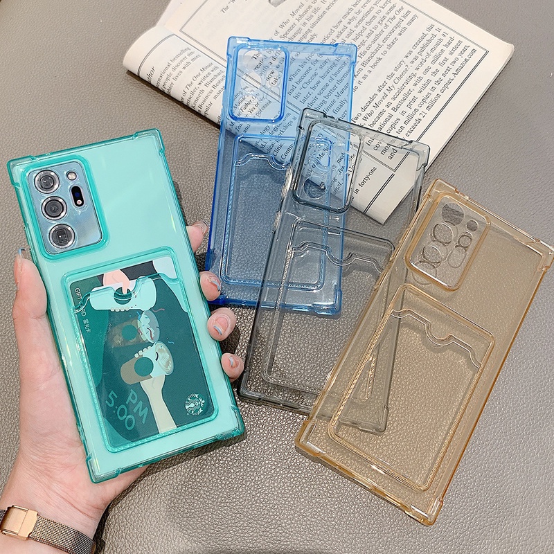 [พร้อมส่ง] เคสโทรศัพท์มือถือ ซิลิโคน ใส กันกระแทก พร้อมช่องใส่บัตร สําหรับ Samsung Galaxy Note 20 Ultra S23FE S21FE S23Plus S23Ultra