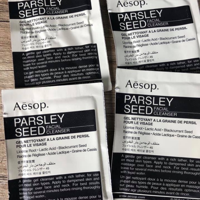 Aesop parsley seed facial cleanser 1.5ml. Mfg.2018