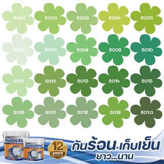 Captain สตูดิโอชิลด์ สีเขียว สีทาภายใน + ภายนอก กึ่งเงา ขนาด 9ลิตร สีทาบ้าน สีทาอาคาร สีเกรดสูง ทนทาน 12 ปี