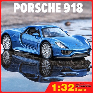 Klt Scale1/36 Porsche 918 โมเดลรถยนต์อัลลอย ของเล่นสําหรับเด็กผู้ชาย