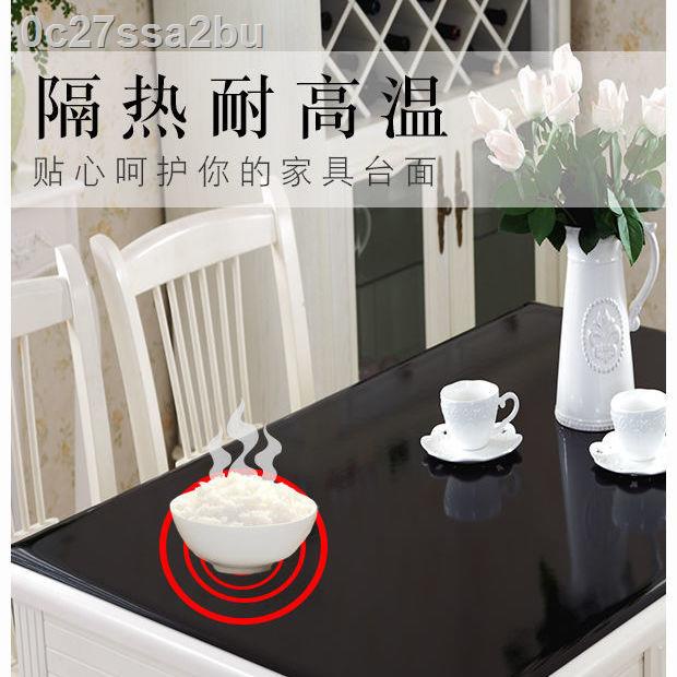 ♦ผ้าปูโต๊ะ PVC สีดำ ไม่มีกลิ่น กันน้ำ กันน้ำมันและน้ำร้อนลวก 1.0 มม. แผ่นรองโต๊ะกระจกแบบอ่อนพลาสติกผ