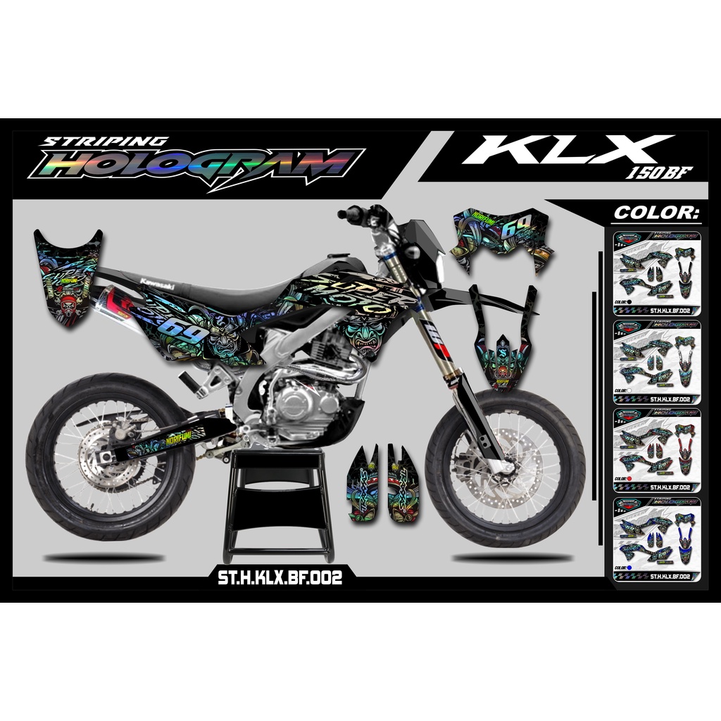สติ๊กเกอร์ KLX 150 - KLX G BF SE โฮโลแกรม JP 02 ตัวถังรถจักรยานยนต์ Variation Striping List สติ๊กเกอ