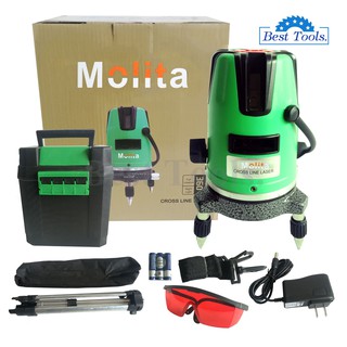 MOLITA เครื่องวัดระดับเลเซอร์ ระดับน้ำเลเซอร์ 5 เส้น 360 องศา พร้อมกล่องเก็บอุปกรณ์ แถมฟรี! ขาตั้งวัดระดับ มูลค่า 590 บา