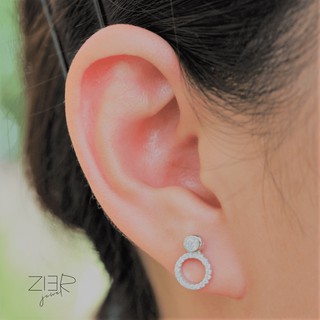 ต่างหูประดับพลอยเงินแท้ 925 Earring Silver 925-(E33170072)