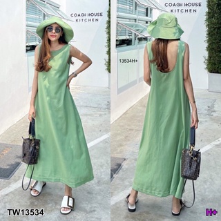 Maxi Dress เดรสยาว เว้าหลัง แขนกุด มีกระเป๋าข้างสองข้าง เนื้อผ้าลินินเนื้อดี เรียบหรูดูดีสุดๆ