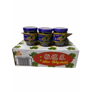 กานาฉ่าย Ghanaian..OLIVE VEGETABLE 180gm ตรา 3A สินค้านำเข้าจากมาเลเซีย 1กล่อง/บรรจุ 12 ขวด ราคาส่งยกกล่องสินค้าพร้อมส่ง