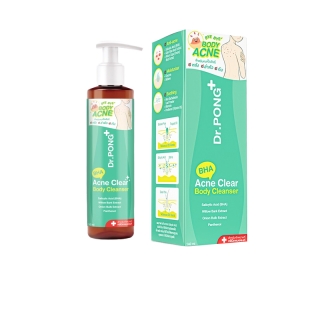 ลดสิวที่ตัว Dr.PONG BHA ACNE CLEAR BODY CLEANSER เจลอาบน้ำลดสิว 1% BHA Salicylic acid + Willow Bark + Red onion