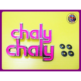 โลโก้ติดตัวถัง ชาลี สีชมพู HONDA CHALY CF50 CF70 EMBLEM SIDE FRAME PINK SET