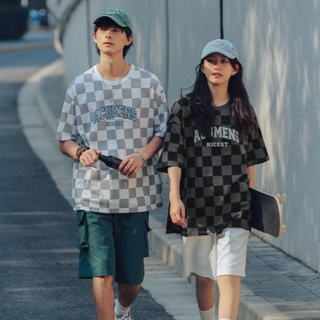 Cityboy-Series Checkerboard แขนสั้นเสื้อยืดผู้ชายเทรนด์ใหม่เสื้อยืดลายอเมริกัน SL3202