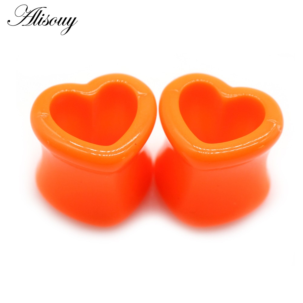 Alisouy 2 ชิ้น 4 มม.-25 มม. สีขาว สีดํา สีน้ําตาล หัวใจ อะคริลิค ปลั๊กอุโมงค์ ยืดเนื้อ เกจขยาย เจาะร่างกาย เครื่องประดับ ราคา ถูกที่สุด ดีลบีเคเค แกลเลอรีภาพที่ 5
