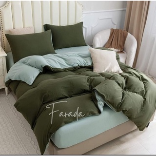 BEDCOVER SET SPREI AESTHETIC DARK COLOUR TWOTONE [WIDANI STORE]