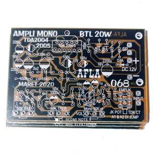 เครื่องขยายเสียงรถยนต์ Pcb Mono 20Watt IC TDA2004 2005power Car BTL Plus Tone Control AFLA 068watt