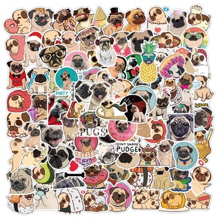 100/50PCS Cute Pug Stickers Funny Dog Cartoon Decals Notebook Laptop Luggage Skateboard Phone Car DIY Waterproof Toy Sticker