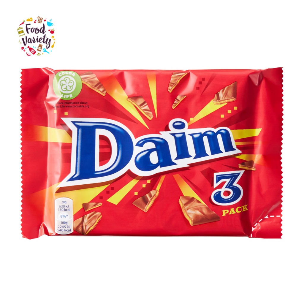 Daim Chocolate Bars 3 Pack 84g ช็อกโกแลตบาร์ Daim แพ็ค 3 84 กรัม