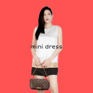 TIDY:Mini Dress ชุดเดรสกระโปรงสั้นเหนือเข่าแถบสีตัดกัน size S-M