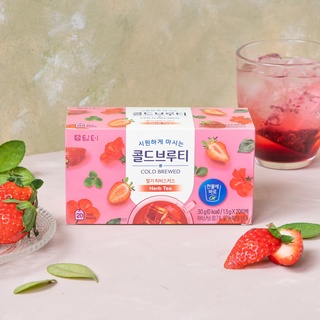 พร้อมส่ง 딸기&amp;히비스커스 ชาดอกชบา,สตอร์เบอรรี่(ไม่มีคาเฟอีน) Damtuh Cold Brew Tea Strawberry Hibiscus 1.5g*20t.