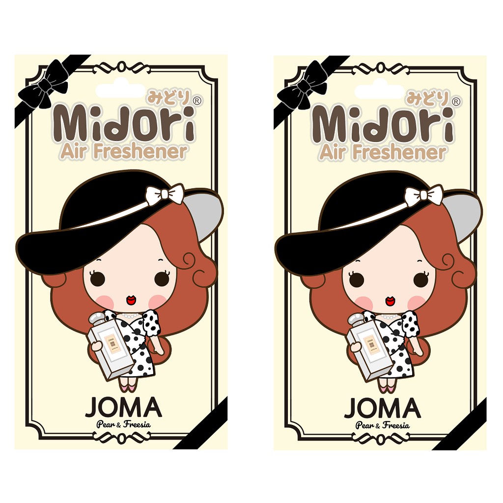 แผ่นน้ำหอมมิโดริ Midori Air Freshener น้ำหอมในรถยนต์ กลิ่นJomaPear&freesia โจมา ซองสีครีม แพ็ค2ชิ้น