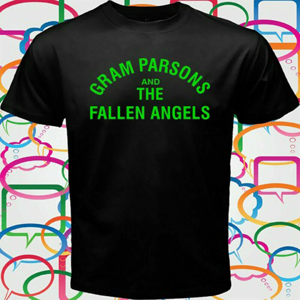 แฟชั่นที่สุดท้ายที่สุด Gram Parsons The Fallen Angels เสื้อยืดสีดําผู้ชายเสื้อยืดหลวม