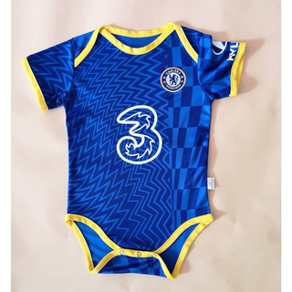 เสื้อกีฬาแขนสั้นลายทีมชาติฟุตบอล Chelsea 21/22 Kids Romper ชุดเหย้าสําหรับเด็กทารก