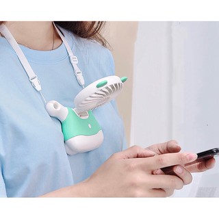 พัดลมคล้องคอ พัดลมพกพา พัดลมตั้งโต๊ะขนาดเล็ก ใบพัด 7 ใบ ขนาด…