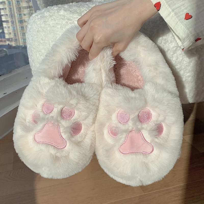 พร้อมส่ง🐈💕 รองเท้า อุ้งเท้าแมว Slipper สลิปเปอร์ขนนุ่ม 49022