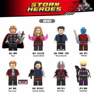 X0192 บล็อกตัวต่อเลโก้ Marvel Avengers 3 Thor Banner Ant-Man Hawkeye Scarlet Witch Nebula ของเล่นสําหรับเด็ก