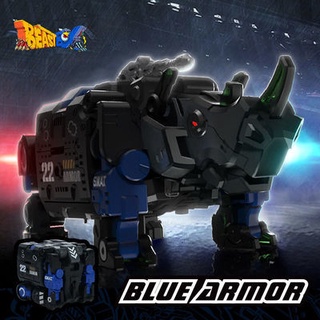 [52TOYS] Beast Box Series Blue Armor Rhino Deformation Toy ประกอบ Mecha