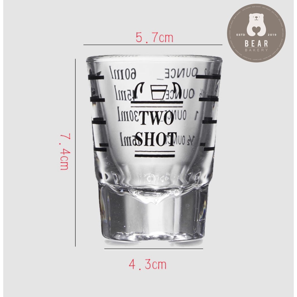 สินค้าจากกทม. แก้วตวง shot เนื้อแก้วหนา ตัวอักษรชัดเจน แก้วตวง 2shot สีดำ ขนาด 60 ml