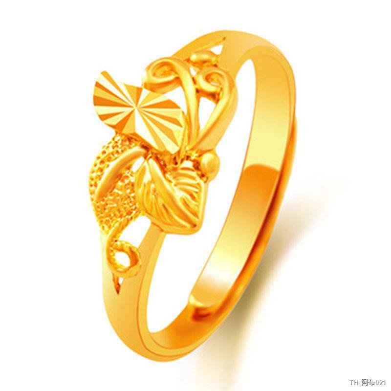 ของขวัญวันวาเลนไทน์❥ราคาถูก❥แหวนทองครึ่งสลึง แหวนผู้หญิงเวียดนามทรายทองปรับเป็นเวลานานไม่จางหายแหวนดอกไม้คู่ทอง-ชุบทองปร