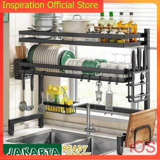 IOS Rak Piring wastafel stainless steel Rak Dapur serbaguna Rak Piring Wastafel anti karat Rak Piring hitam Rak Dapur
