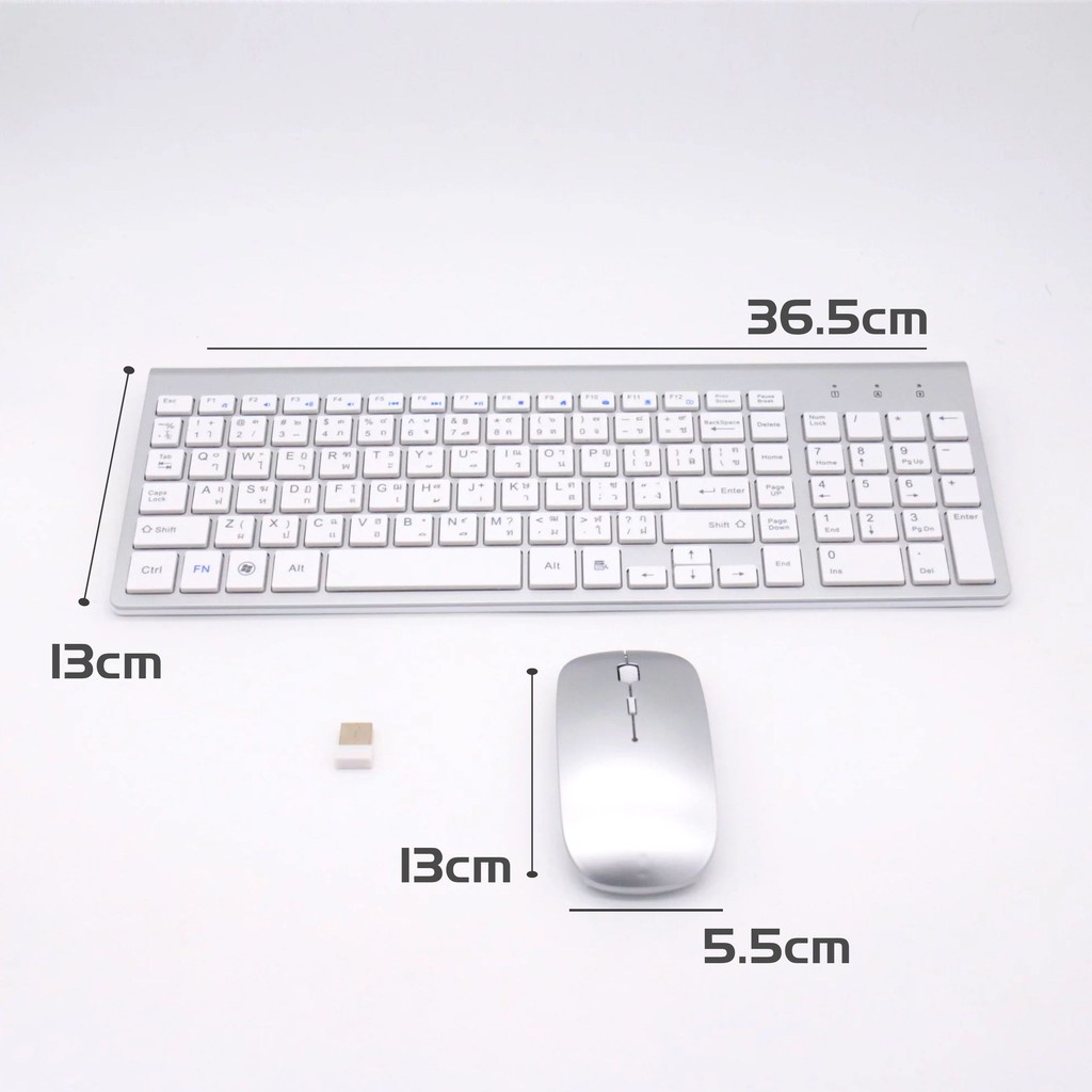 ชุดคีย์บอร์ดเมาส์ไร้สาย Keyboard&Mouse Wireless Ultra Thin Combo แป้นพิมพ์ภาษาไทย/อังฤกษ รูปที่ 5