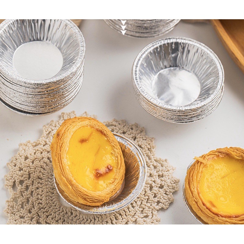 ถ้วยฟอยล์อบขนม ถ้วยทาร์ตไข่ 7 ซม. แพค 100 ใบ ถาดทาร์ตไข่ •พร้อมส่งจากไทย•